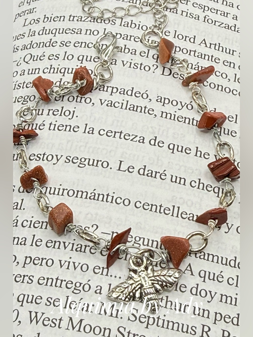 Burnt red and Brown jaspers tennis boho bracelet in silver